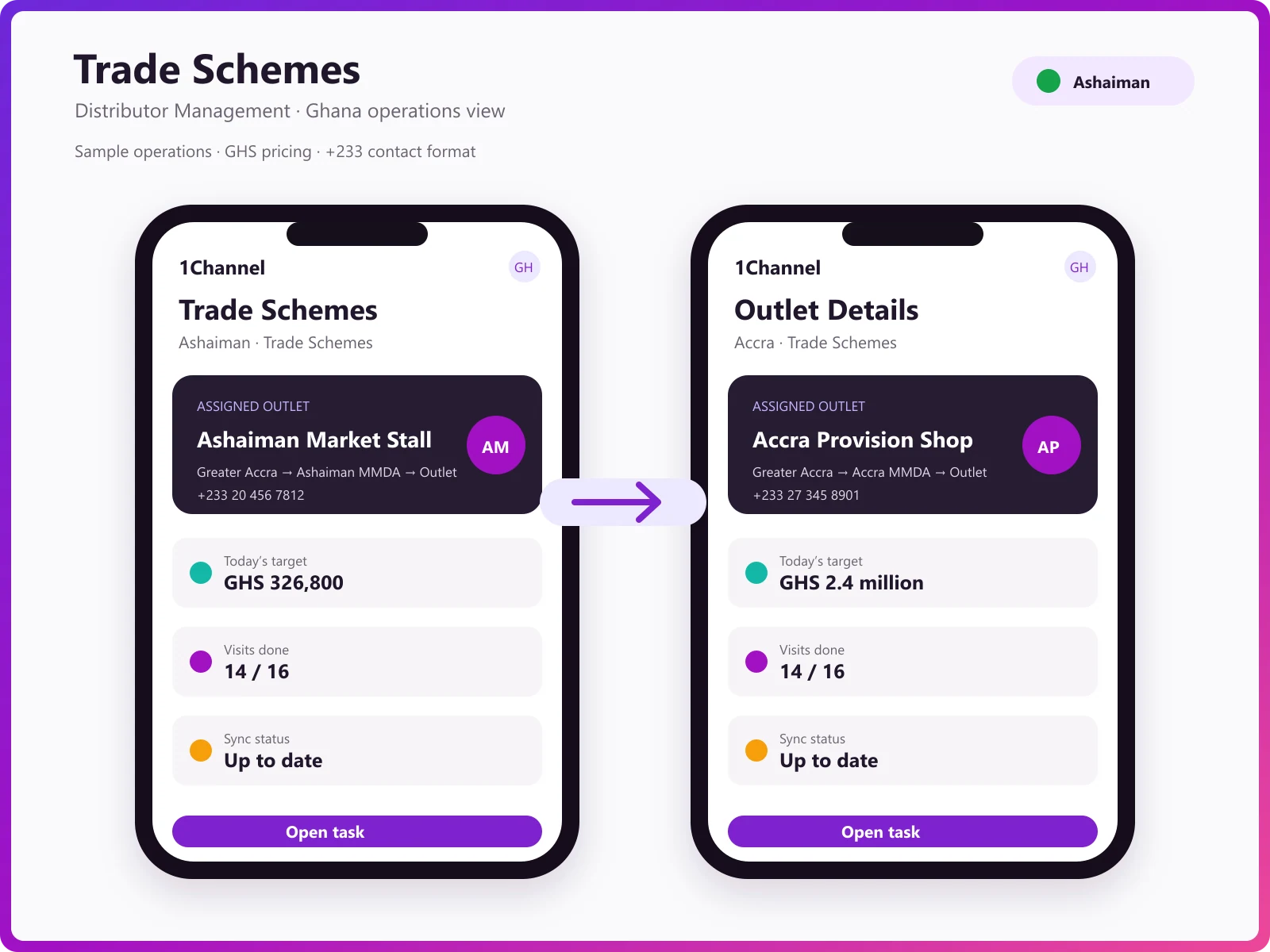 Scheme management software dashboard showing trade scheme setup, pricing rules, and promotion tracking