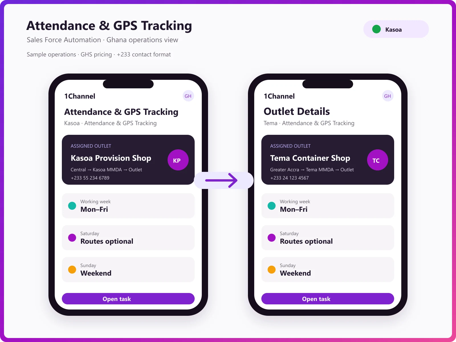 Marking attendance on the 1Channel mobile app in Ghana