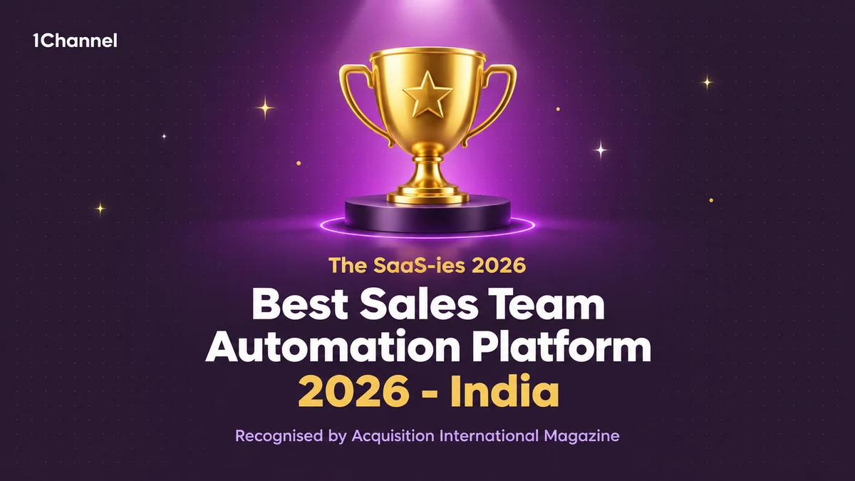 1Channel named Best Sales Team Automation Platform 2026 - India at The SaaS-ies 2026