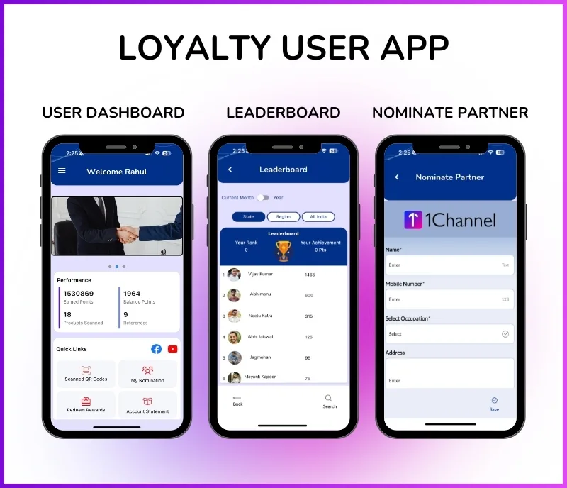 Loyalty management mobile app for channel partners and members