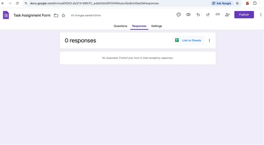 Connecting form responses to Google Sheets