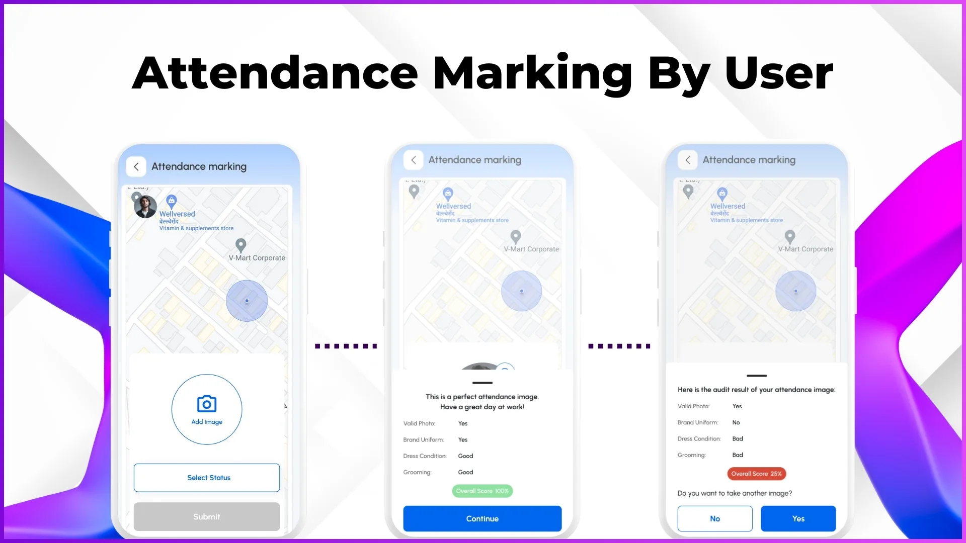 Field employee using SFA app with geofence verification for attendance