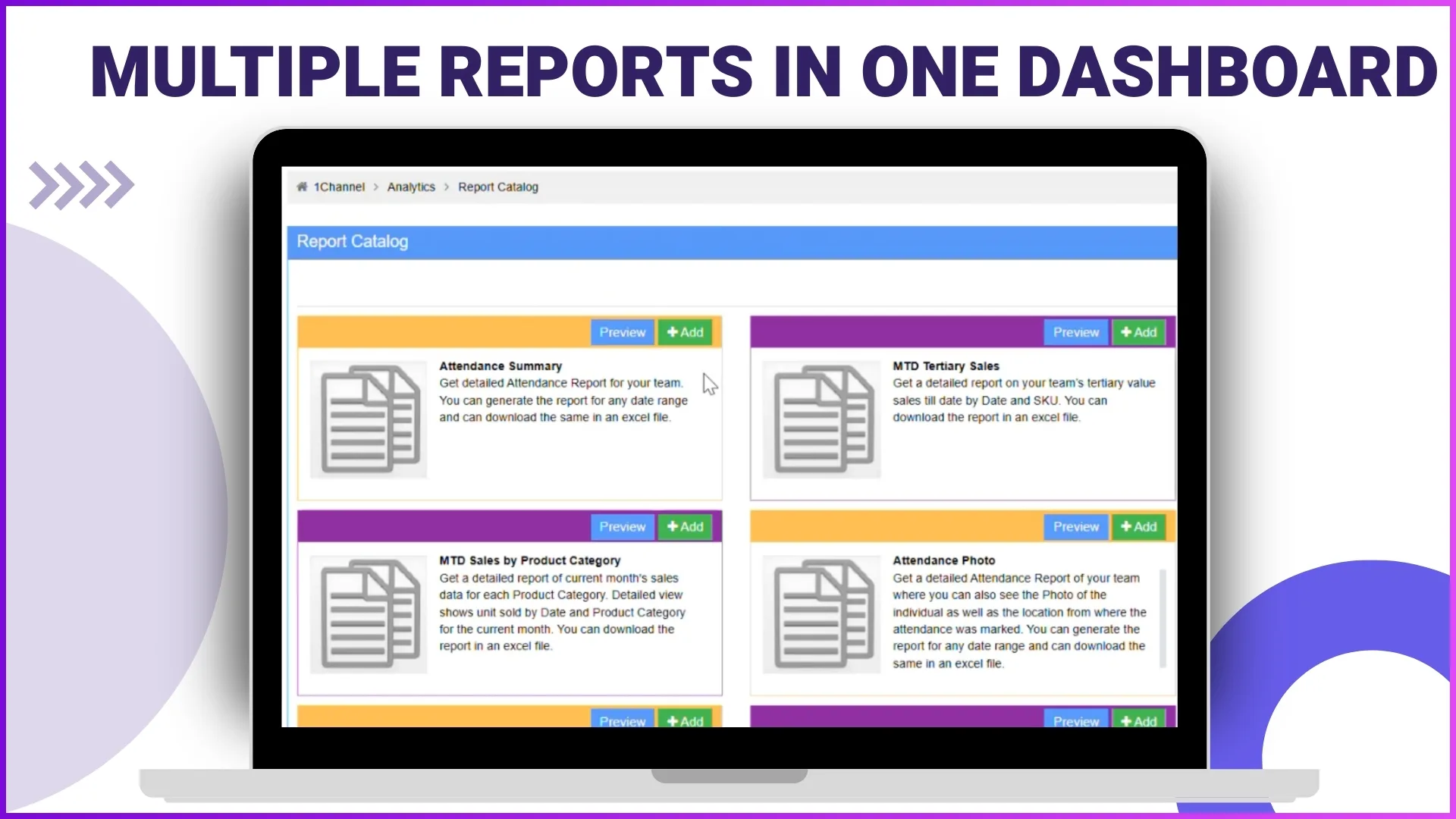 Multiple reports consolidated in one dashboard