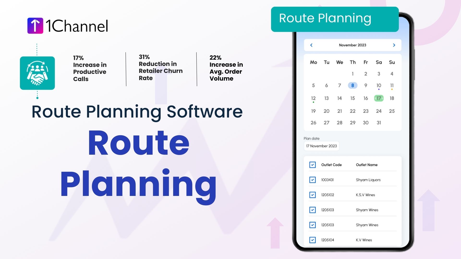 Route planning software screen showing store assignments