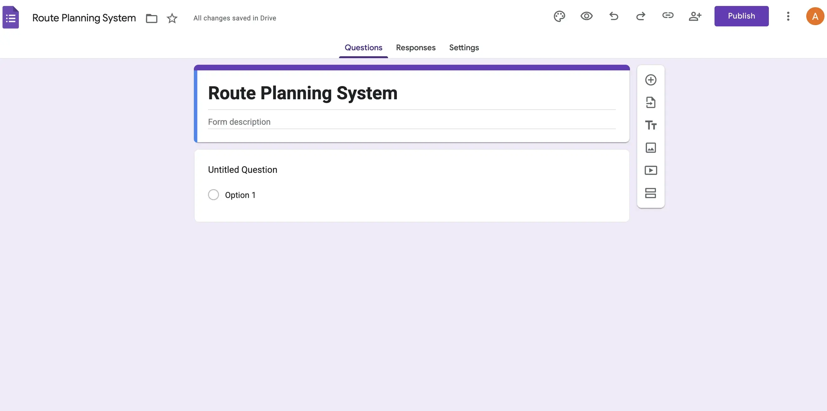 Creating a Google Form for route planning