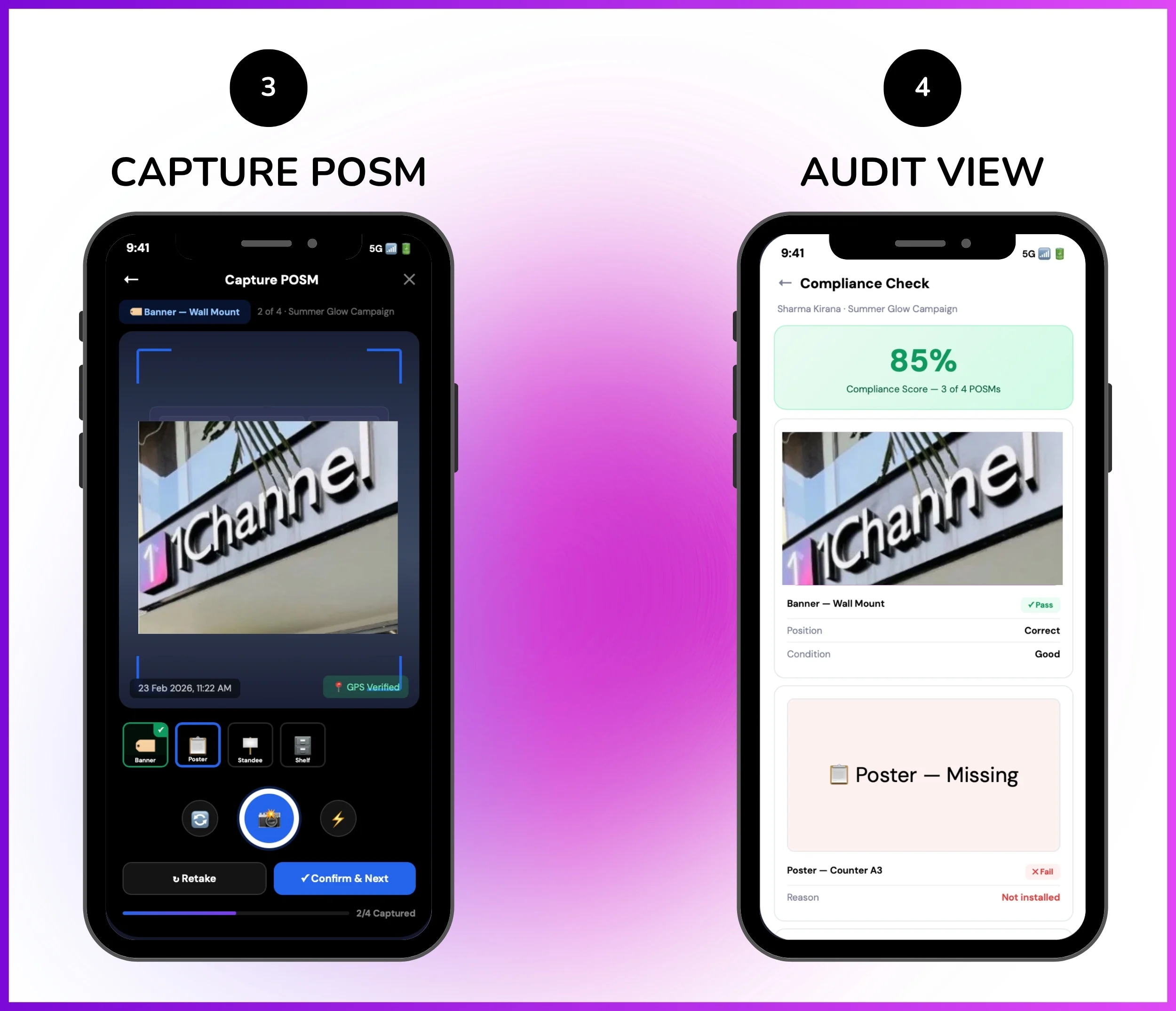 POSM capture and audit view mobile screen
