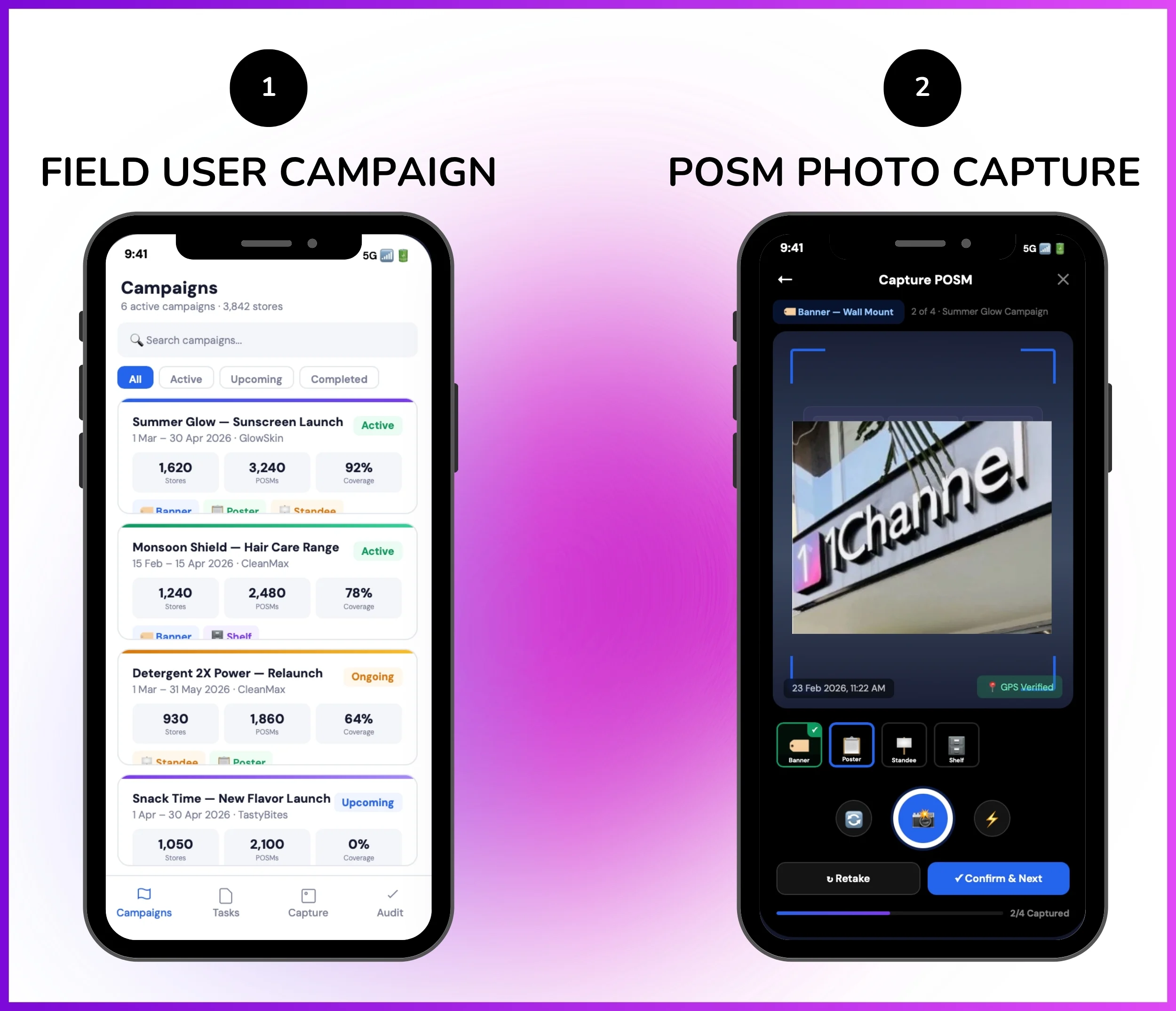 Field user POSM photo capture mobile screen