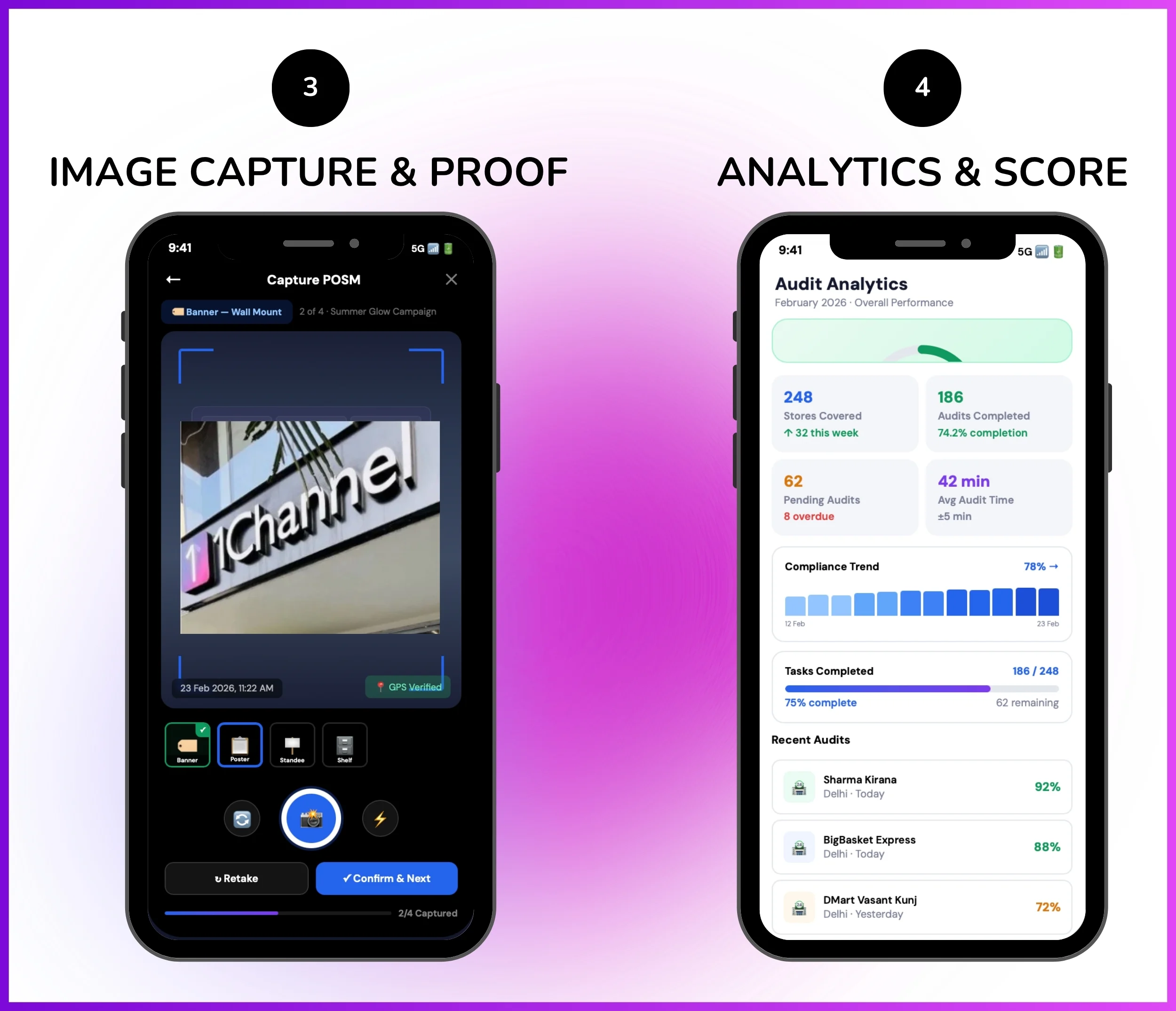 Image capture proof and analytics score mobile screen