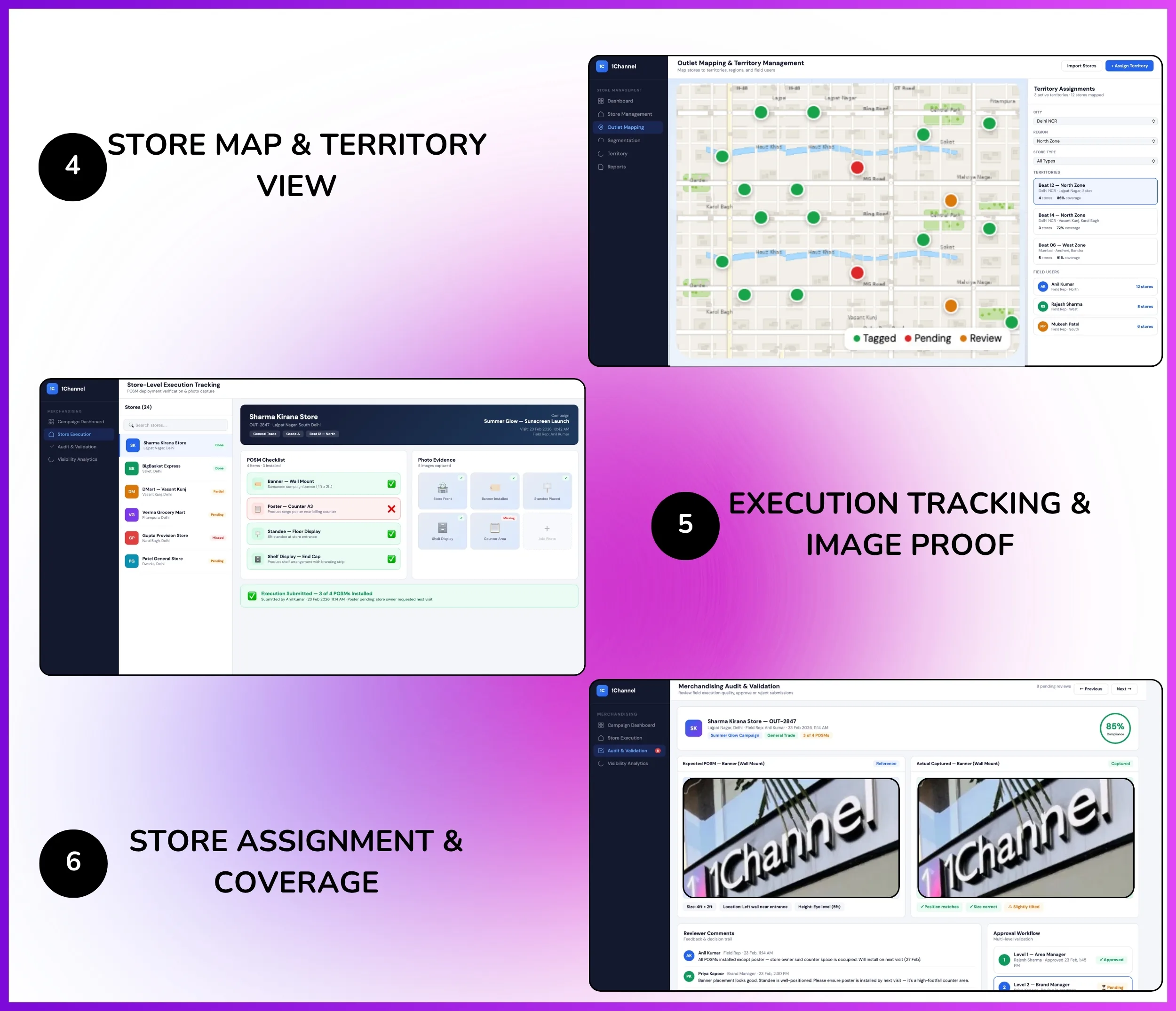 Store map with territory execution tracking and image proof