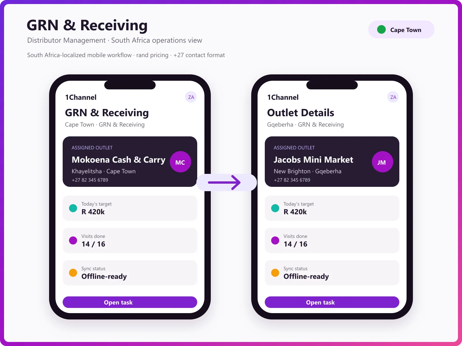 GRN management software mobile app showing stock receiving, quantity validation, and inward tracking
