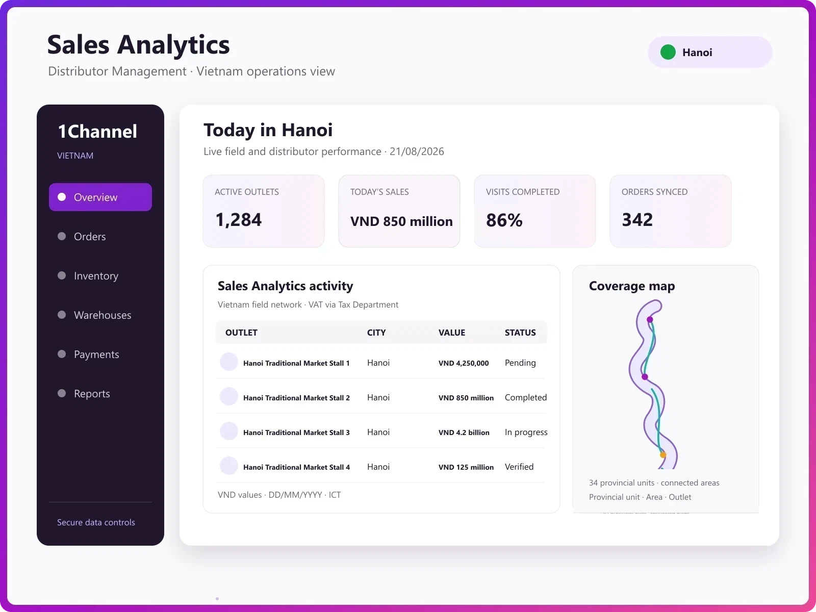 Product analytics dashboard showing SKU performance, inventory reports, and top-selling products