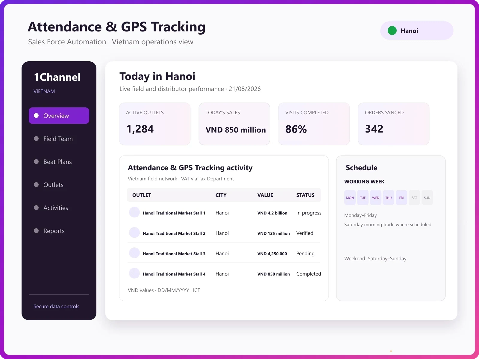 Downloadable attendance reports with present days and working hours